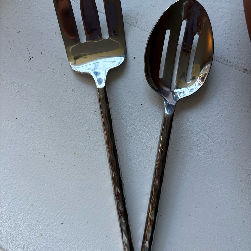 Pier 1 Silver Slotted Spoon and fork